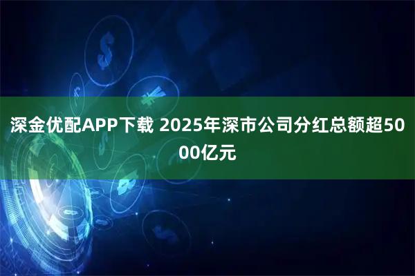 深金优配APP下载 2025年深市公司分红总额超5000亿元
